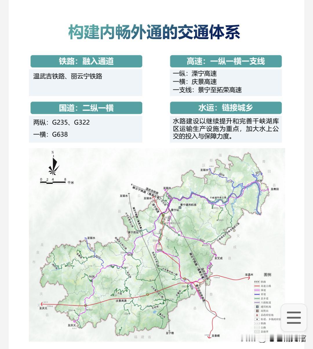 景宁县高铁交通规划
目前，景宁县境内还没有铁路线和附属火车站。
根据景宁县202