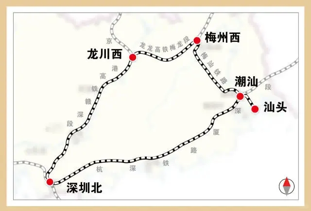 粤东高铁环线示意图