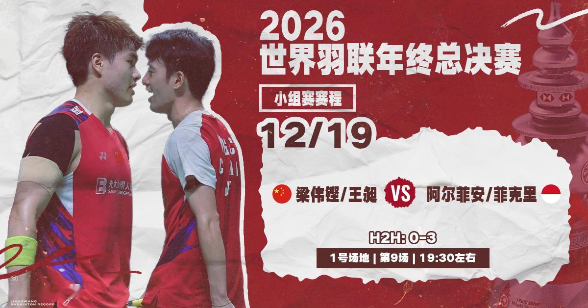 梁王驾到梁王组合 梁王加油 - 赛程预告 - 2025世界羽联年终总决赛12/1