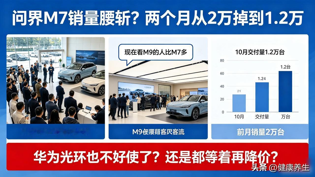 问界M7销量腰斩？两个月从2万掉到1.2万

新款M7刚上那会订单火爆，可10月