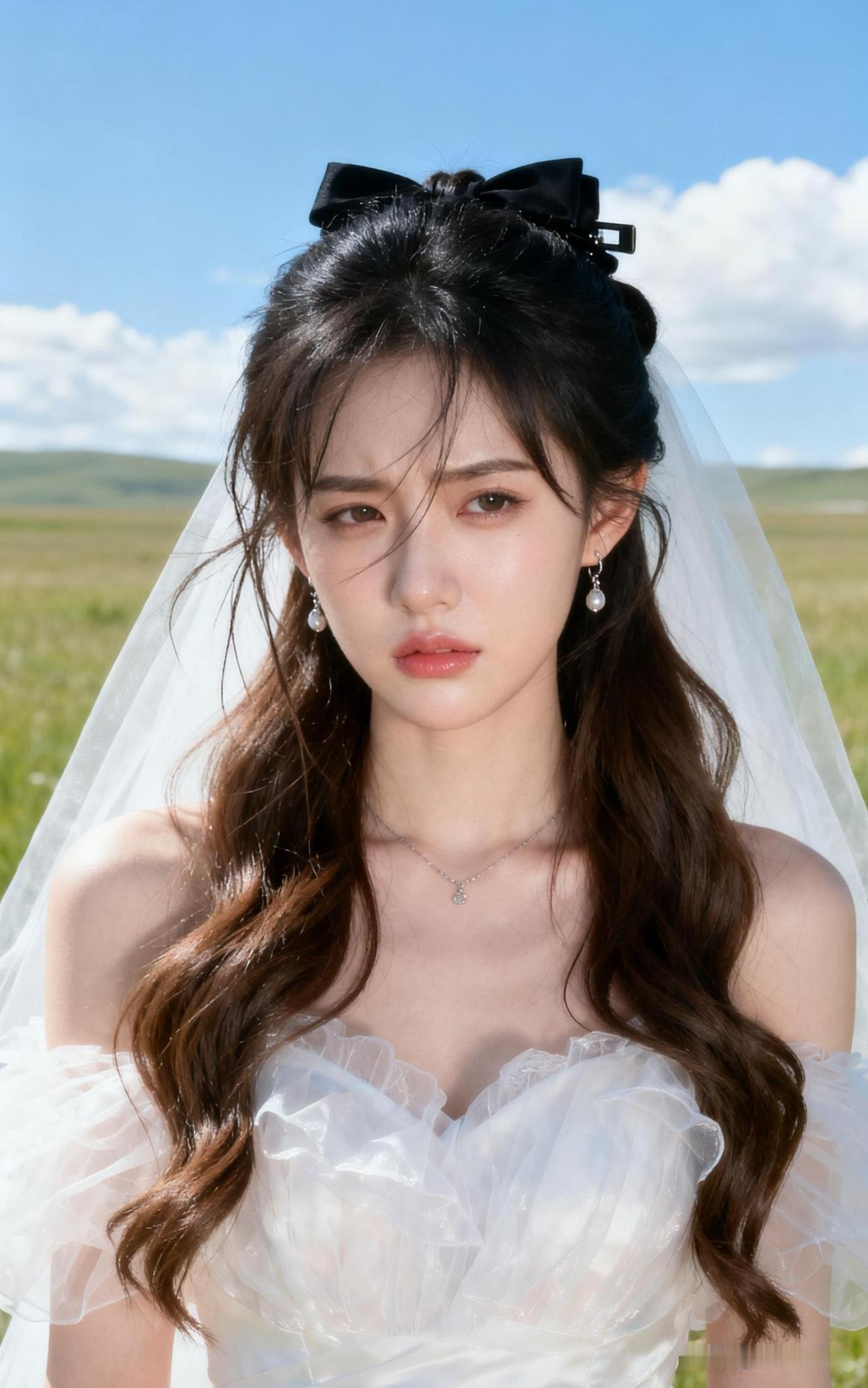 梦幻草原上的新娘，温柔与自然完美融合。