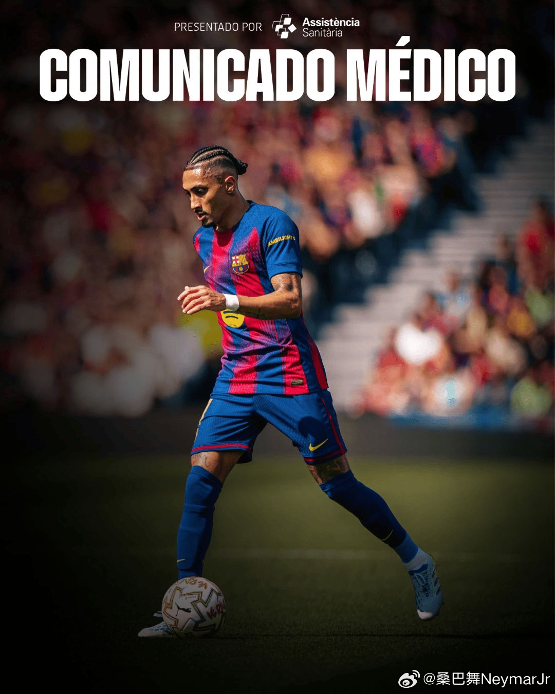 巴萨官方：拉菲尼亚 右大腿腘绳肌受伤，预计将伤缺5周03月27日 巴塞罗那 官方