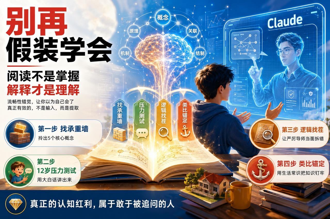【用AI复活费曼：20分钟终结你的无效阅读】

很多人读完书两周就忘，这不是记性