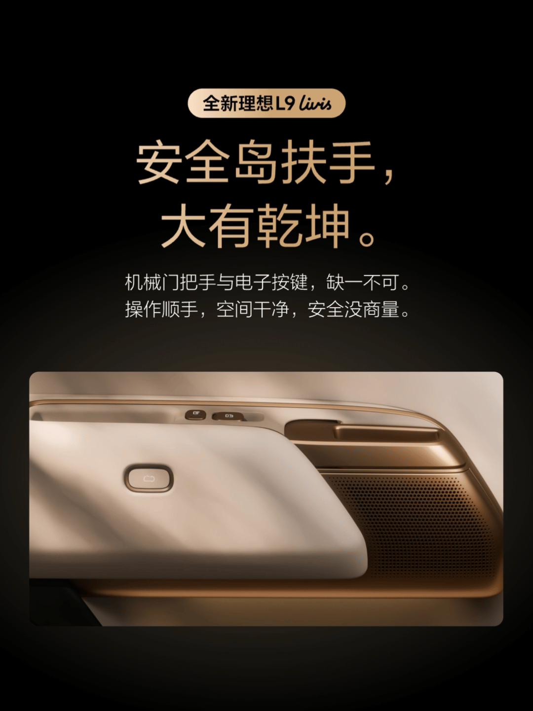 理想L9 livis的门把手设计的跟艺术品一样，太好看了。 