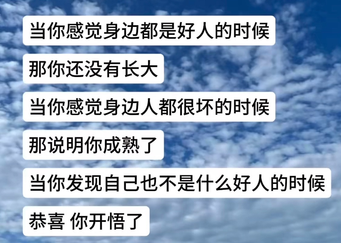 我觉得我的悟性超过百分之九十的老中，从我有自我意识开始我就不觉得自己是什么好人，