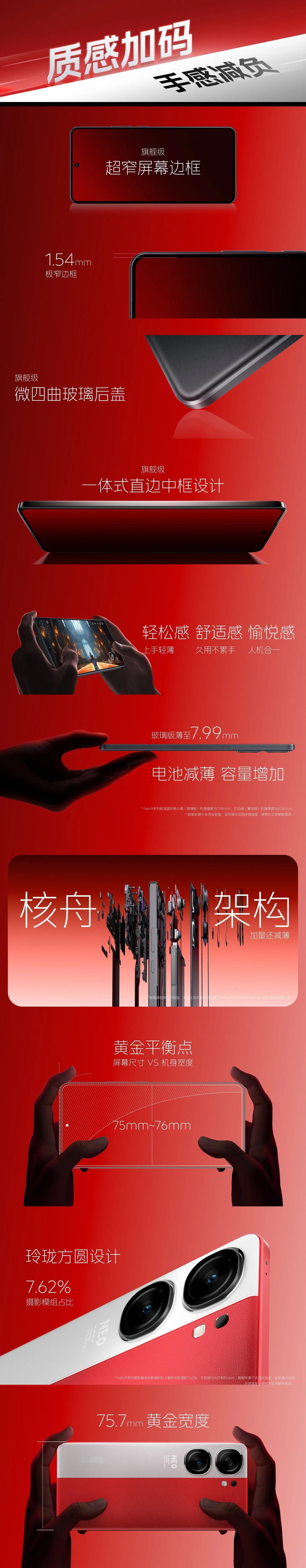 iQOO Neo9系列突破性地带来了1.54mm的旗舰级超窄屏幕边框，也首次带来