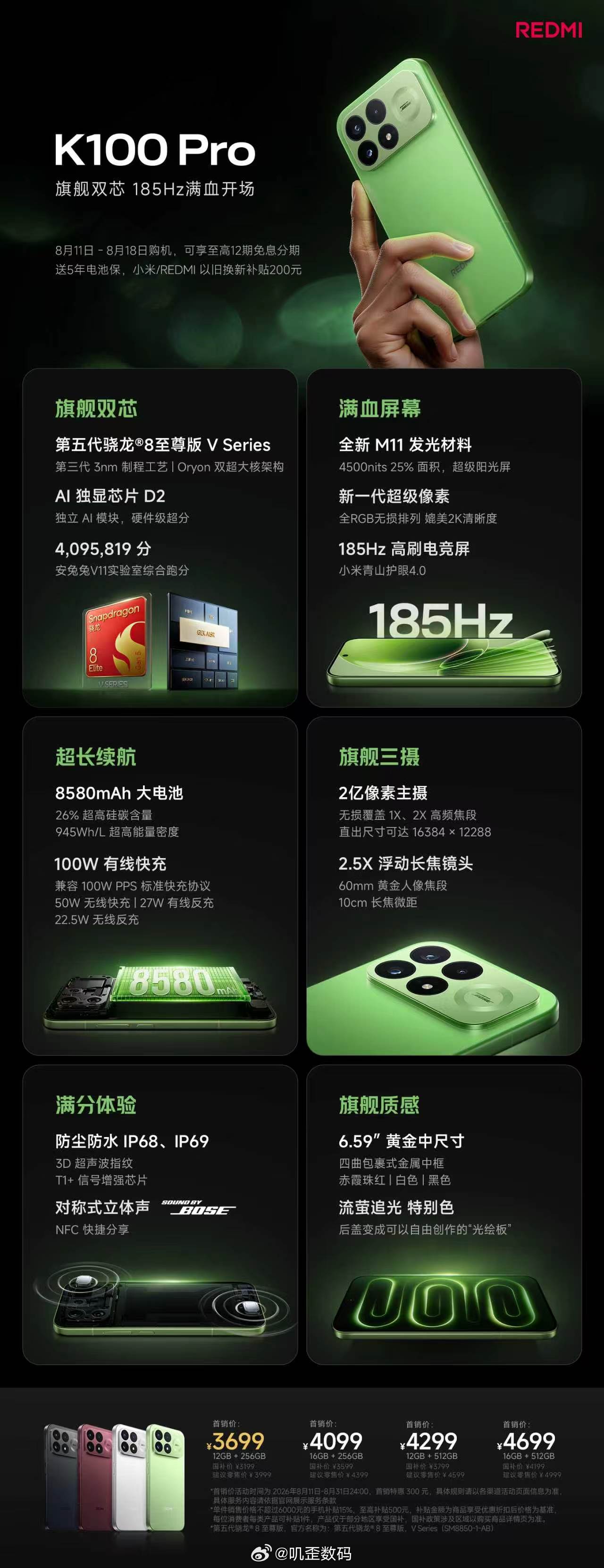 红米K100Pro系列首销价格3699起步，Max是4199元，这价格怎么样？ 
