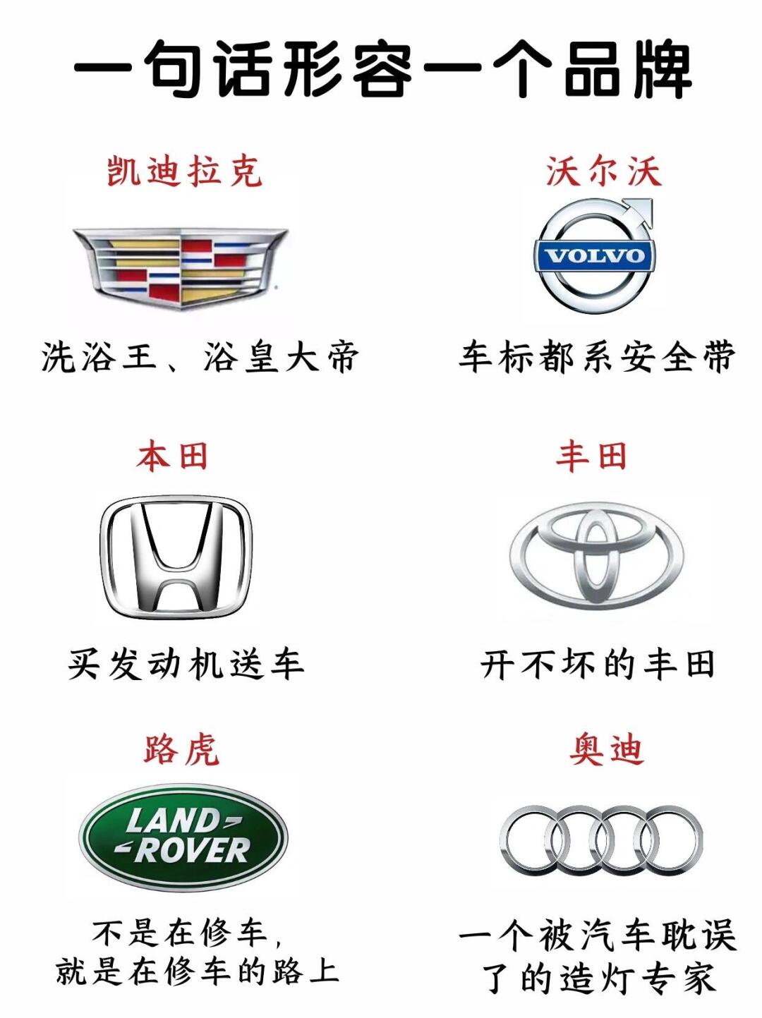 汽车梗｜ 一句话形容一个品牌，看看对吗