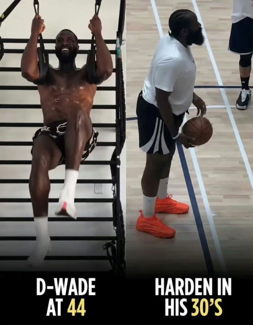 国外热火博主调侃：“韦德如今的身材看起来甚至比仍在NBA征战的詹姆斯-哈登更好。