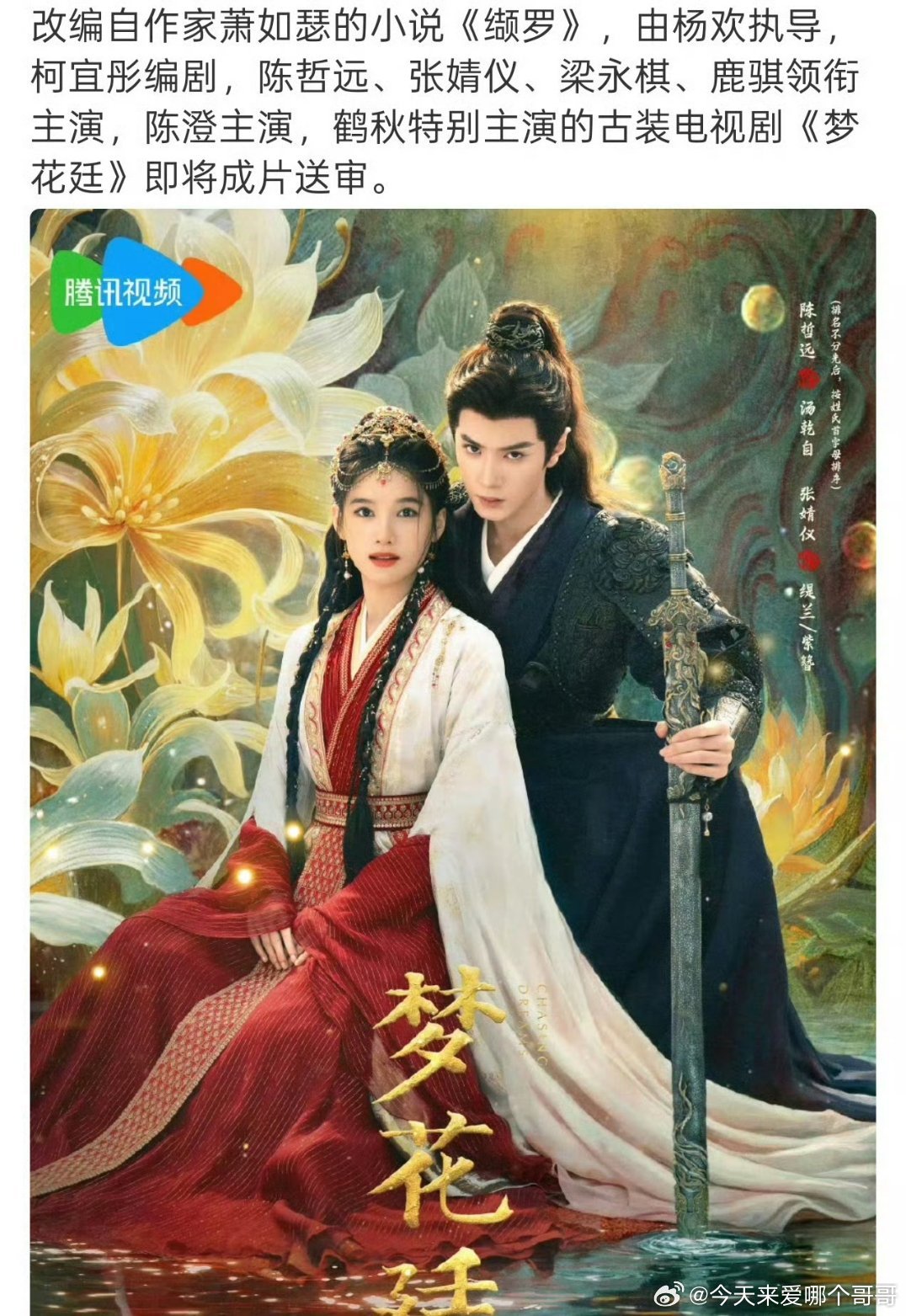 陈哲远张婧仪梦花廷即将过审下证 