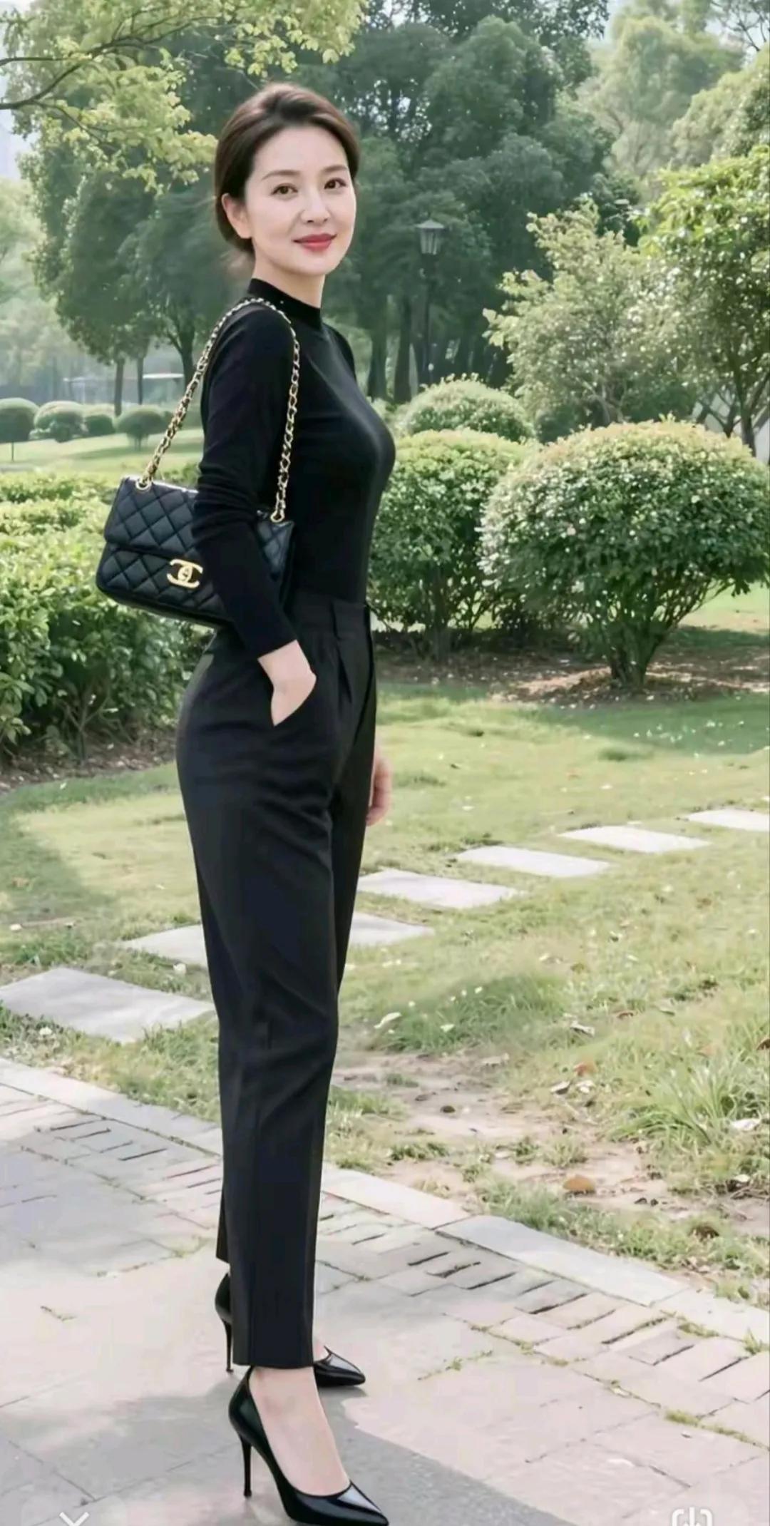 紧身衣勾勒的线条如猎豹般流畅，高挑的身影把整座公园走成了独属她的伸展台。
美女线