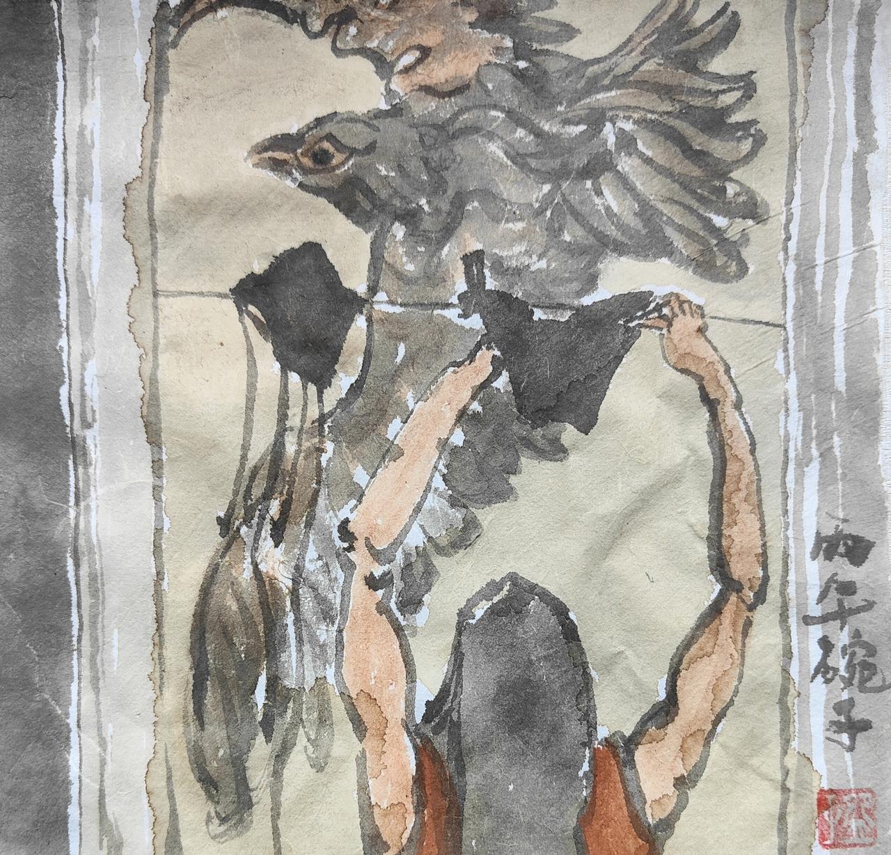 碗子的纸片水墨