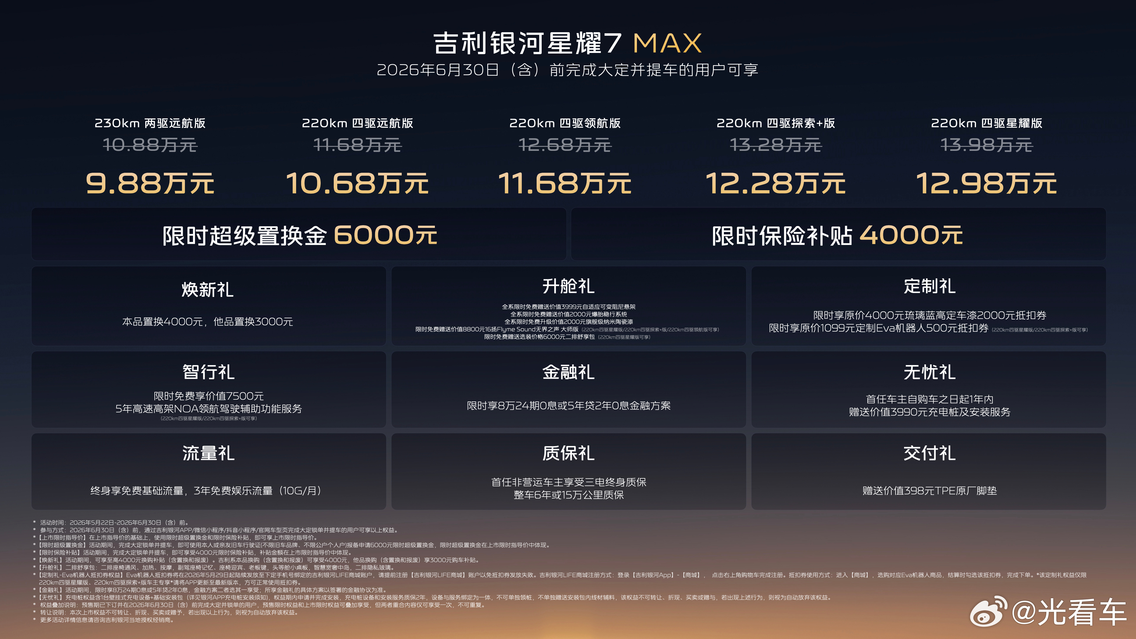 100个豪华细节+2L级智电四驱，吉利银河星耀7 MAX 9.88万起5月22日