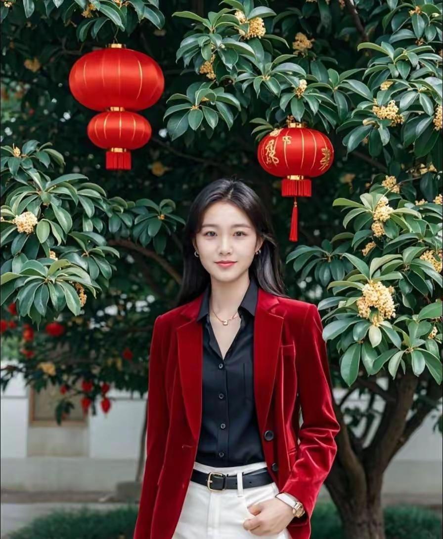 红衣少女与灯笼的浪漫邂逅🌸✨