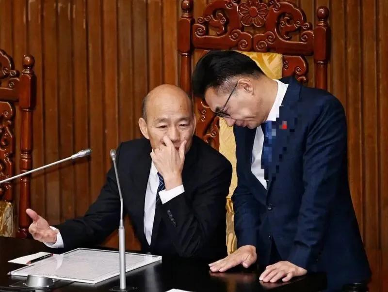 大年夜，韩国瑜跪下了，江启臣跪下了，郑丽文还在撑，但也快半跪着。而跪在最前面的，