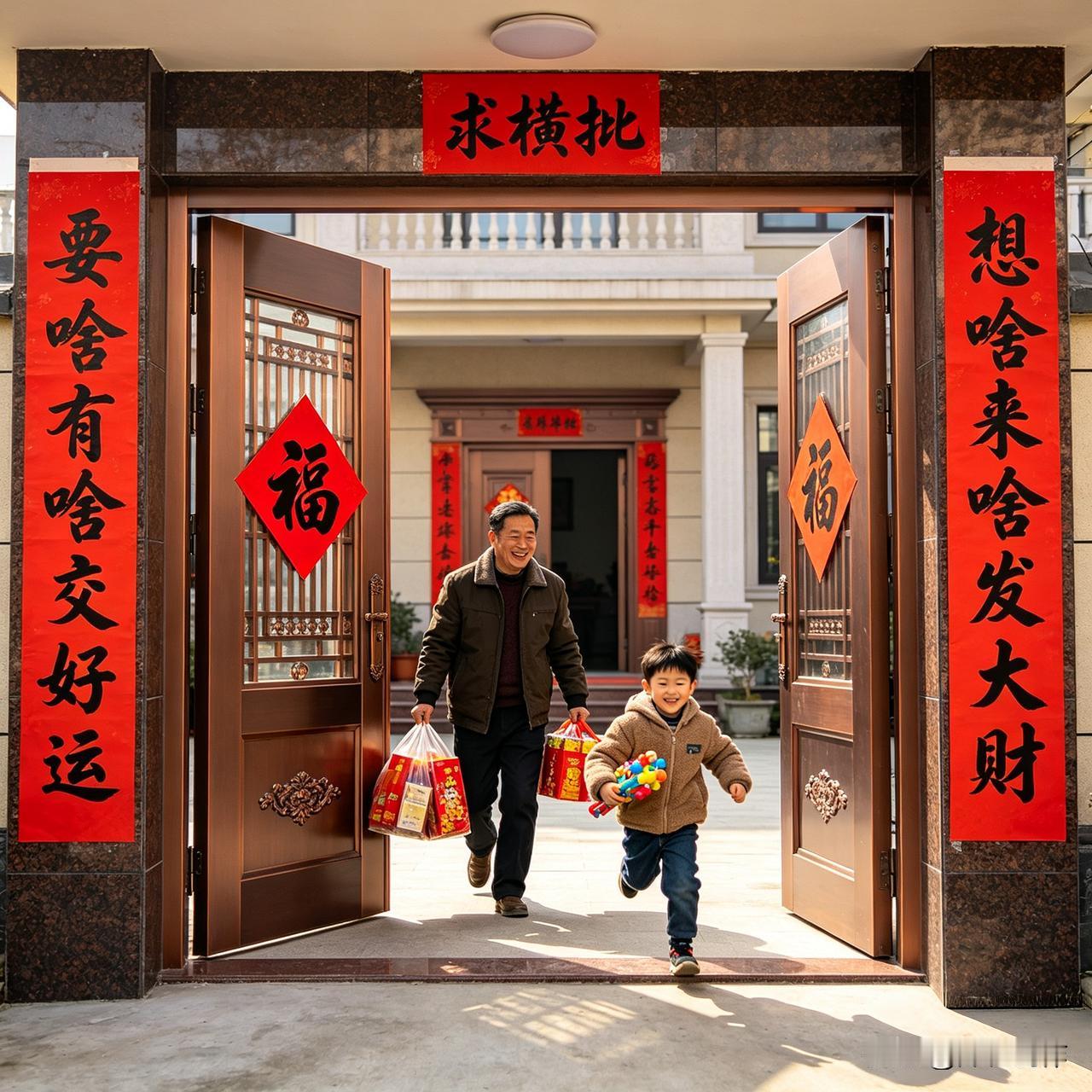 这组对联读着就喜气洋洋！上联“要啥有啥交好运”透着满满的顺遂，下联“想啥来啥发大