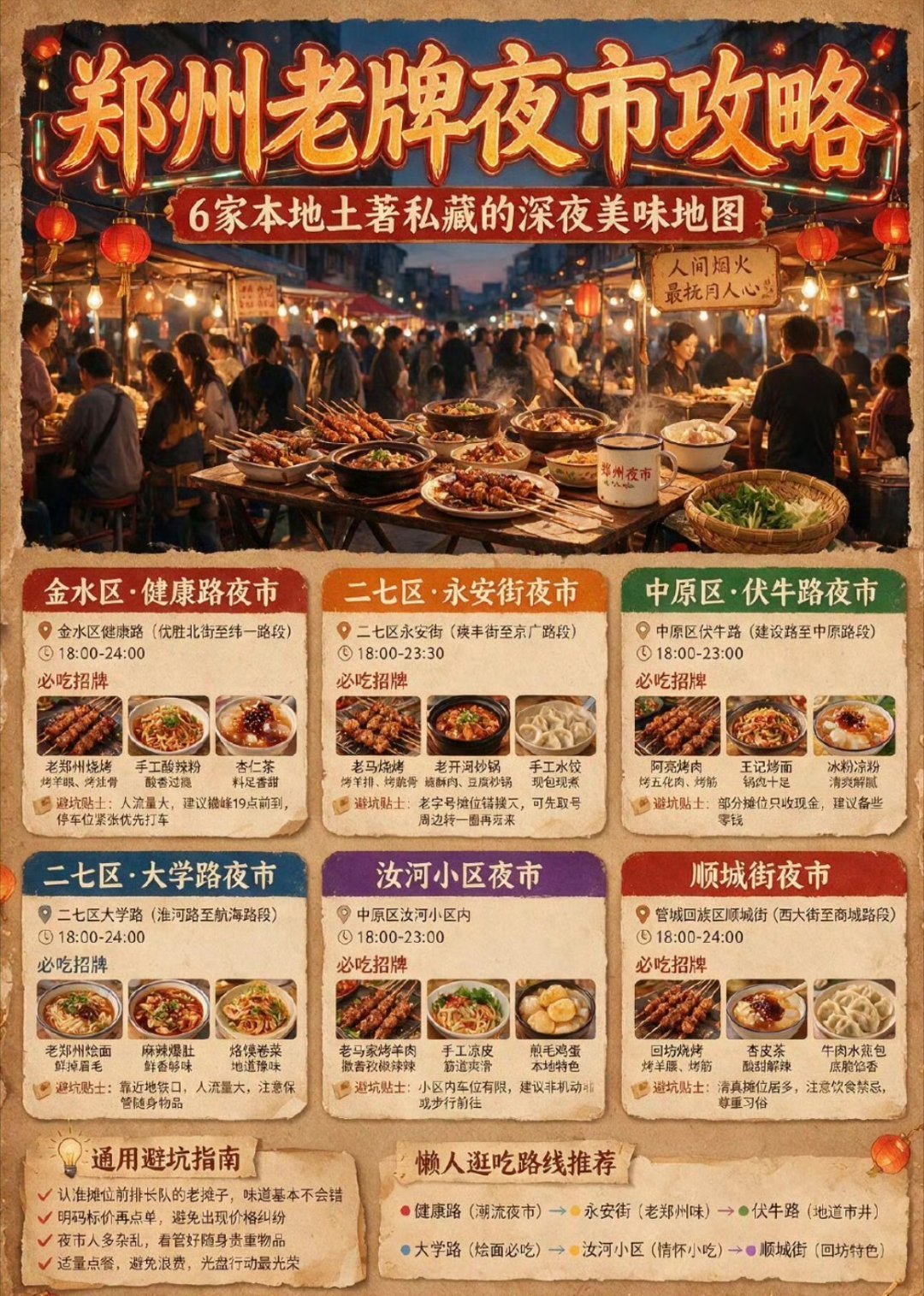 郑州6大老牌烟火夜市 喜欢市井烟火的人真的有福了！避开流水线网红小吃街，全是经营