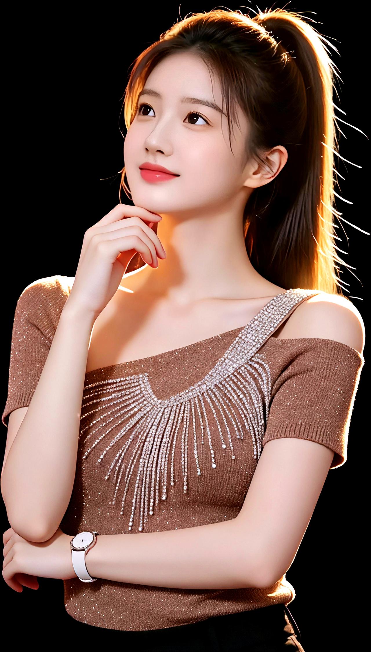 优雅甜美的少女，闪闪发光的毛衣，温柔地微笑女人如何穿出含蓄的性感? 温柔粉色毛衣