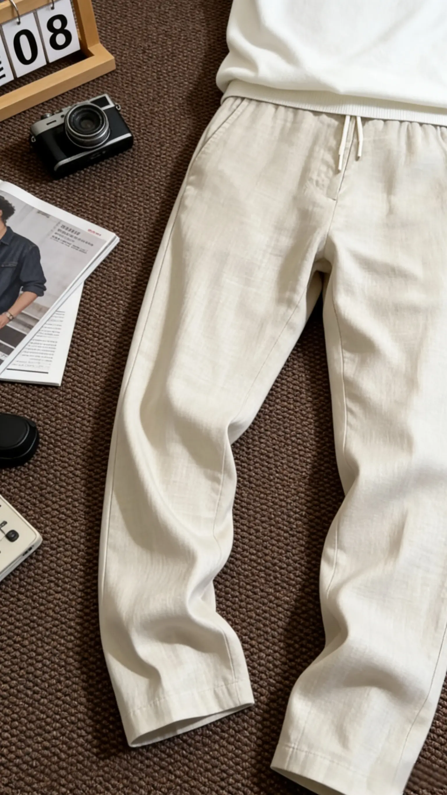 谁能拒绝这款夏季薄款时尚简约轻奢长裤男士潮流宽松直筒透气休闲裤