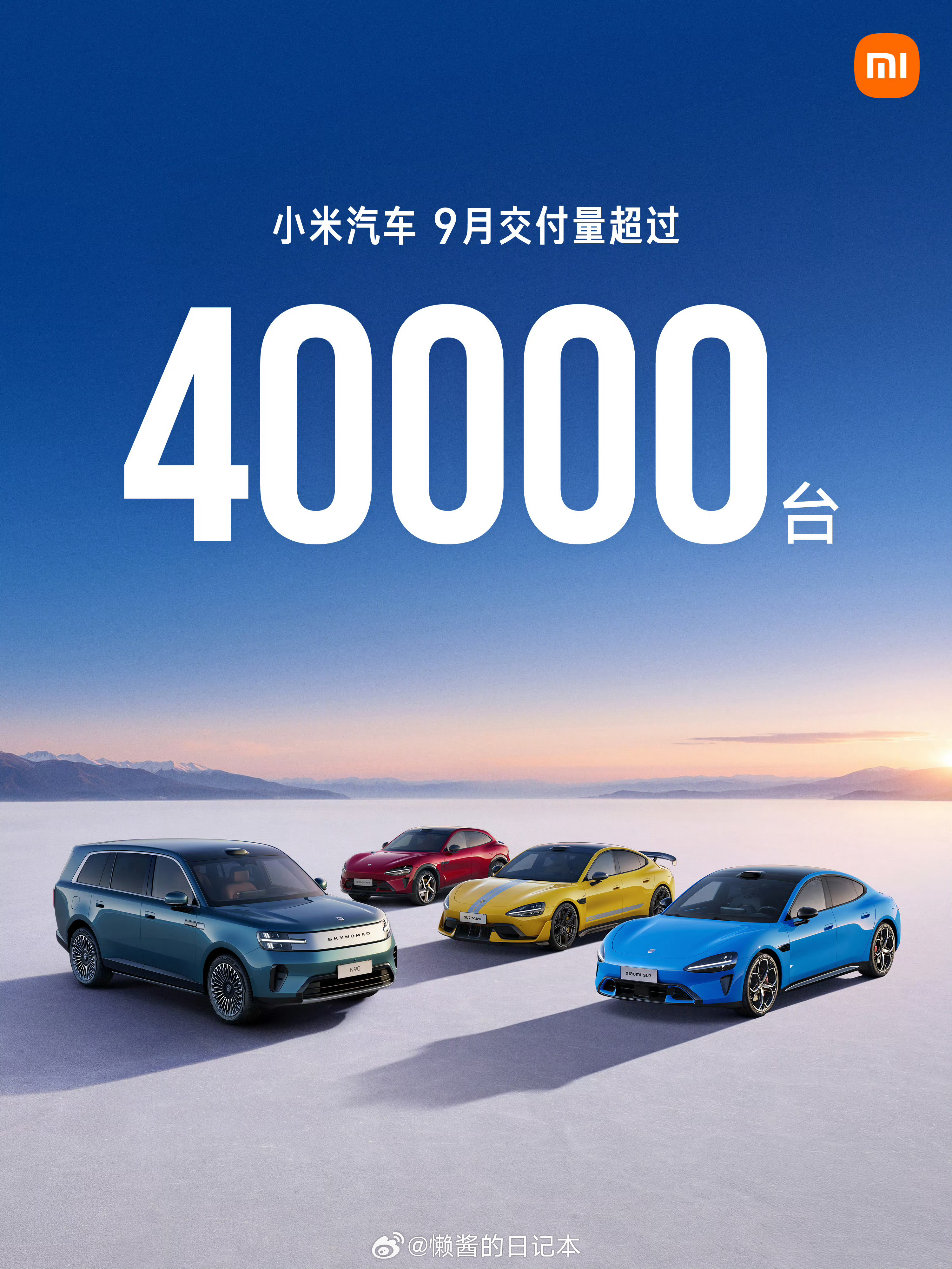 小米汽车9月交付超40000台 连续五个月交付超3万台之后，交付量上4万台阶了。