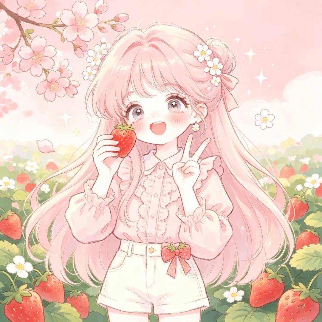 女生头像｜奔赴一片草莓花海，签收今日治愈