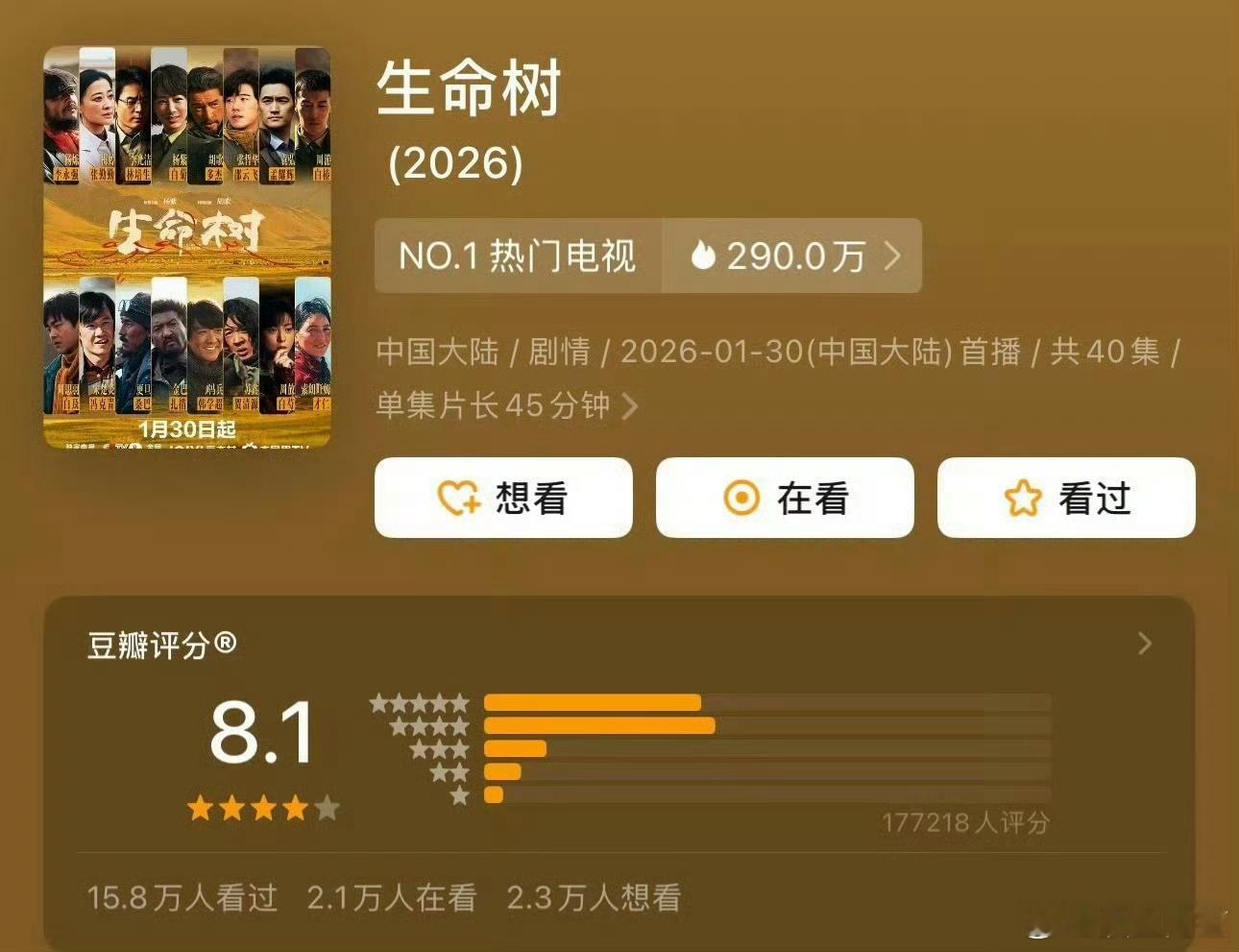 生命树豆瓣开分8.1，正午真的努力了 