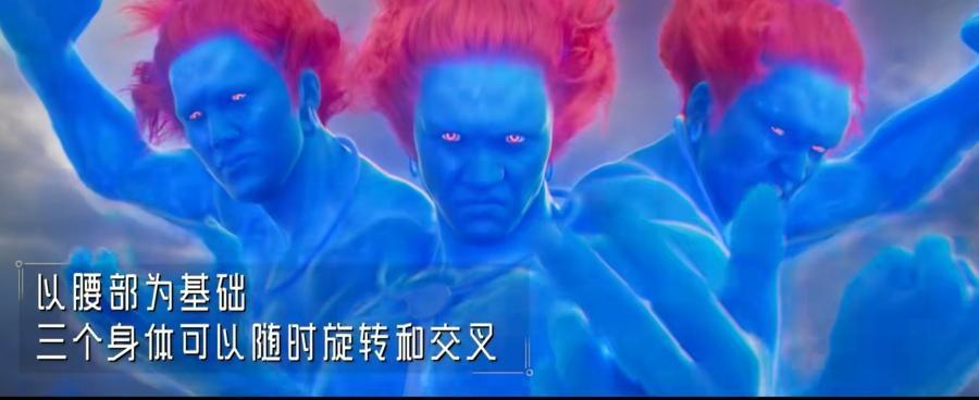 封神2特效 不如AI封神2的殷郊法相——那个蓝皮肤红头发的三头六臂巨人，被网友拿
