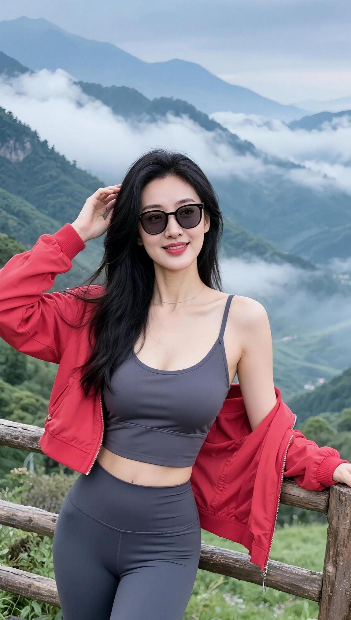 AI山景清新写真 抖音ai创作 在抖音确认一下长相 听说音乐这个音乐有毒 个人写