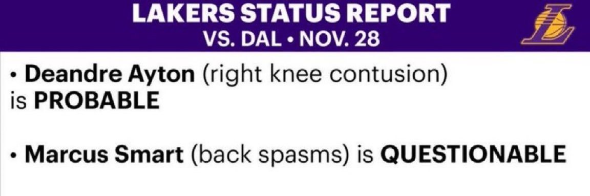 缺席了一场的艾顿下场对阵独行侠可能回归，斯玛特出战成疑。湖人国度洛杉矶湖人艾顿复