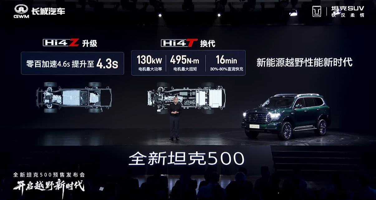 坦克500 两种动力方案 Hi4 Z 零百从4.3秒提升到4.6秒Hi4 T换代