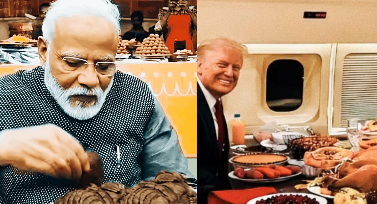 莫迪和特朗普的饭菜相比的话，谁的更丰盛，更可口一些呢？
莫迪吃的特色美食，不知比