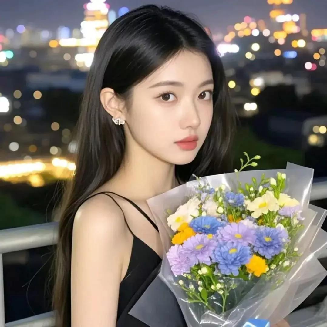 都市夜景下的浪漫花束，少女情怀满溢粉橙色系花束 温柔系了花束 少女感花束 花束美