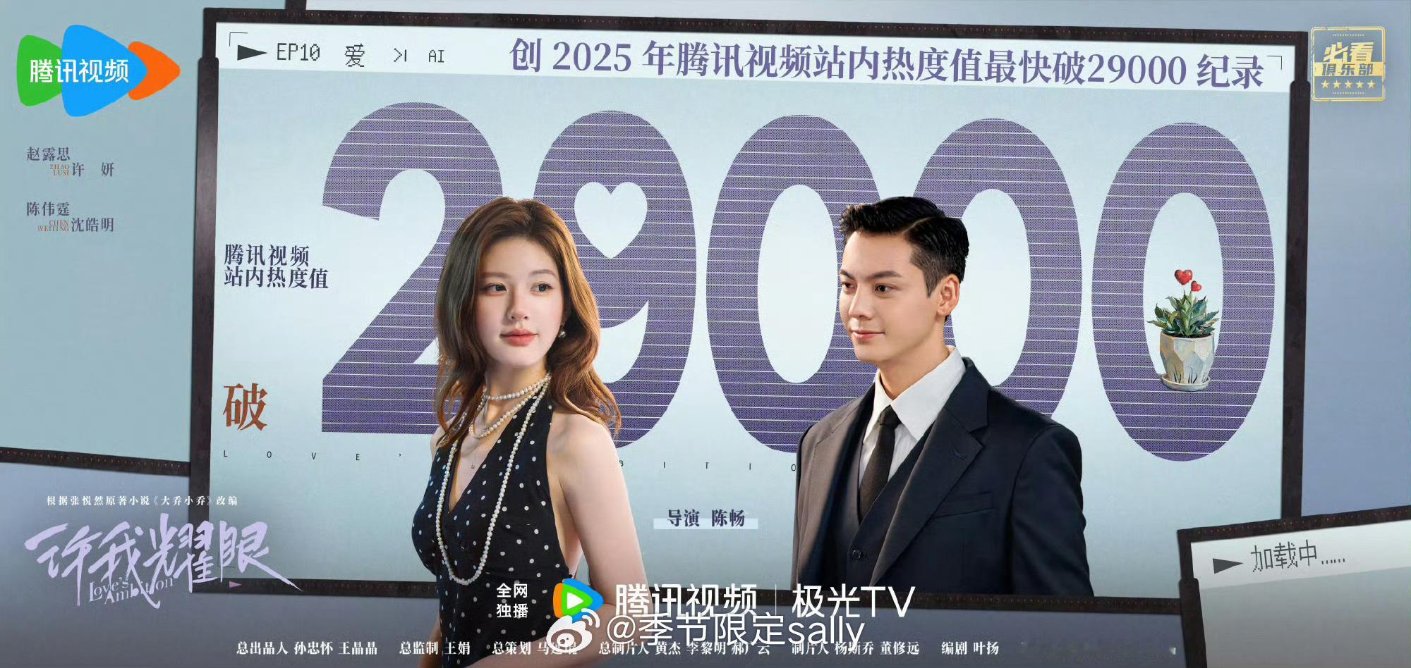 许我耀眼第三天就破29000[捂嘴哭]创 2025 年腾讯视频站内热度值最快破2