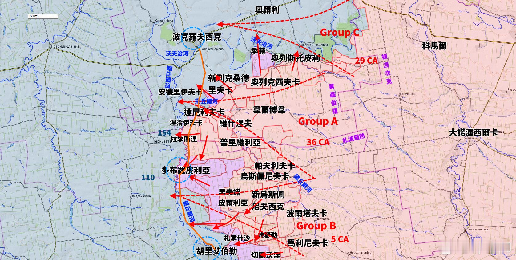 更新胡里艾伯勒-札波羅熱一線態勢俄羅斯武裝部隊已經控制多布羅皮利亞，切斷胡里艾伯