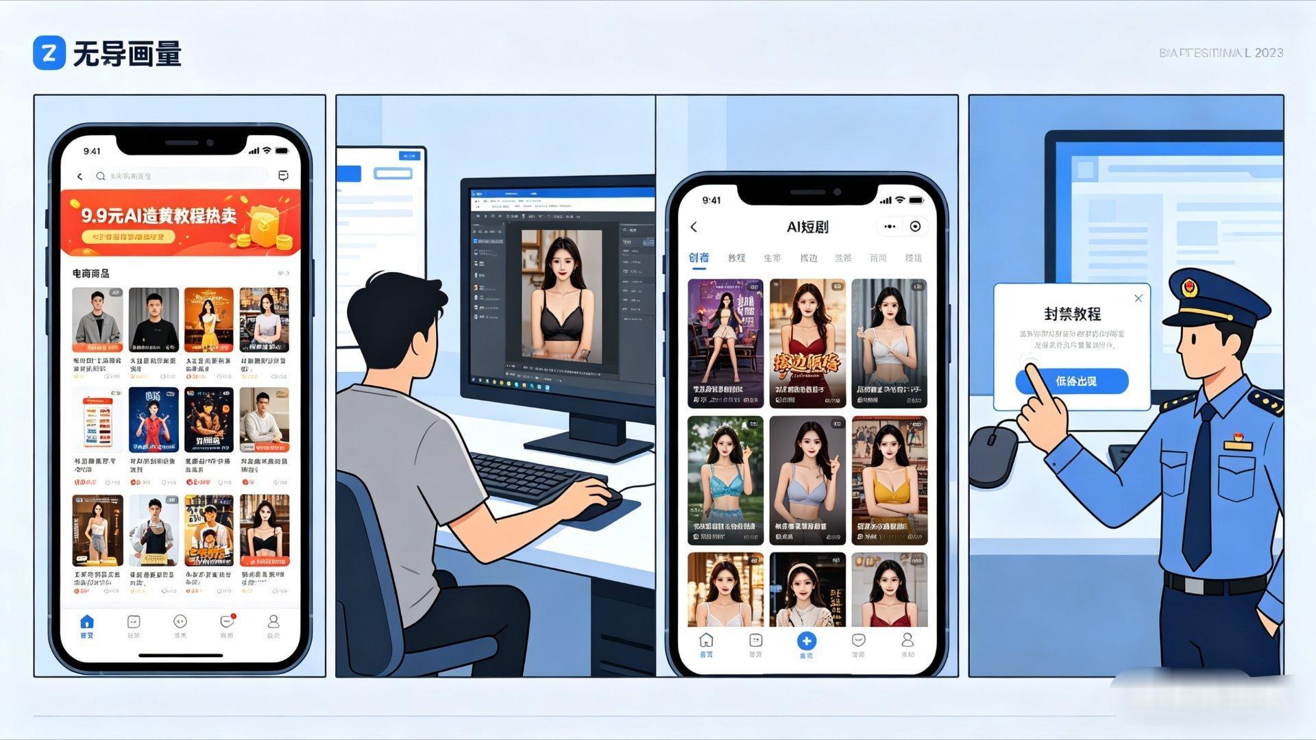 9.9元买教程AI赛道别走向造黄邪道低价教程催生AI造黄黑产，规避审核、批量生成