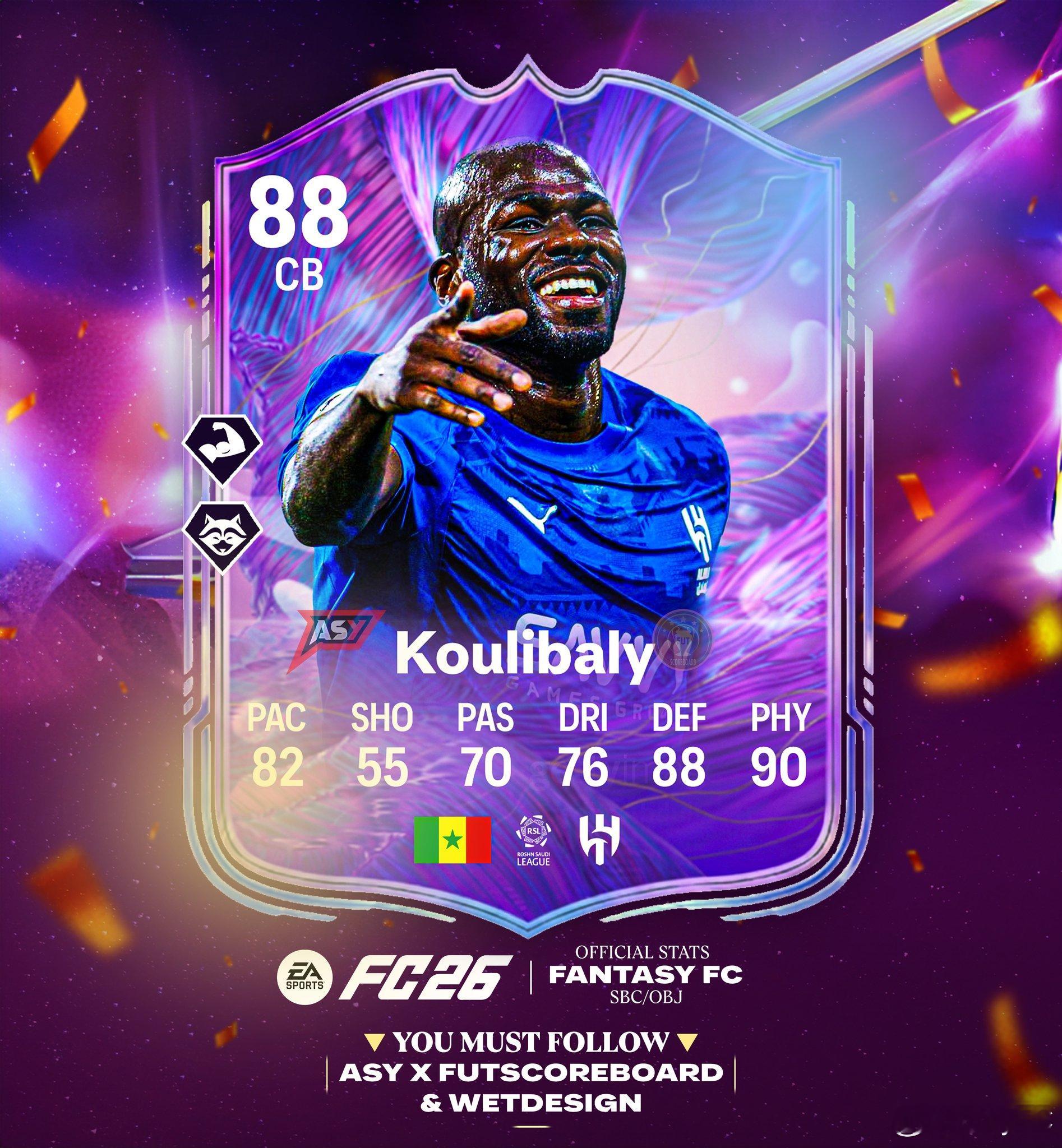 FantasyFC库里巴利的正式数据。SBC推出FC26