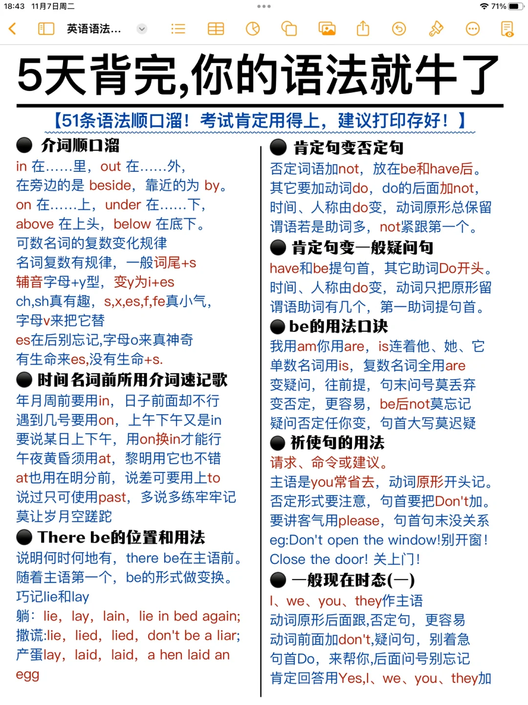 英语语法顺口溜！5天搞定语法！狠狠逆袭！