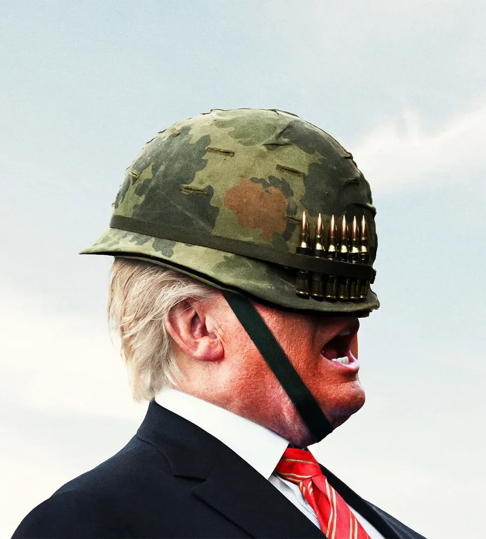 【《经济学人》最新封面：特朗普反戴头盔被遮住双眼】当地时间3月19日，《经济学人