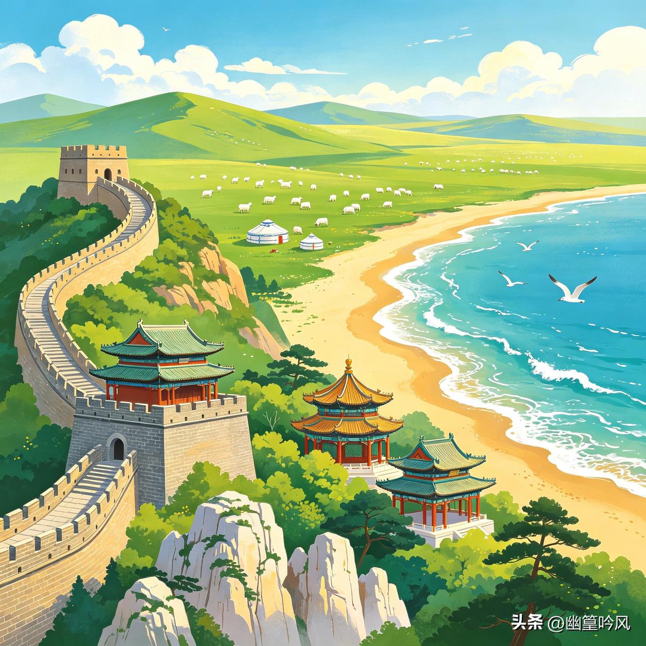 往北走，承德是皇家盖章的避暑胜地，避暑山庄的亭台楼阁藏着半部清史，外八庙的金顶在