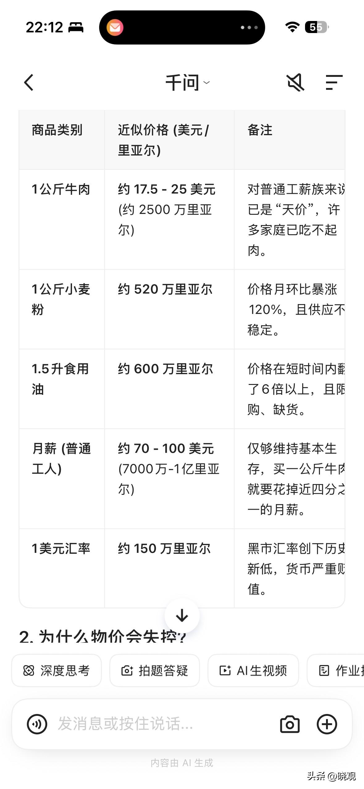 2026年3月，德黑兰物价处于恶性通胀的崩溃边缘。受战乱与制裁双重夹击，里亚尔汇