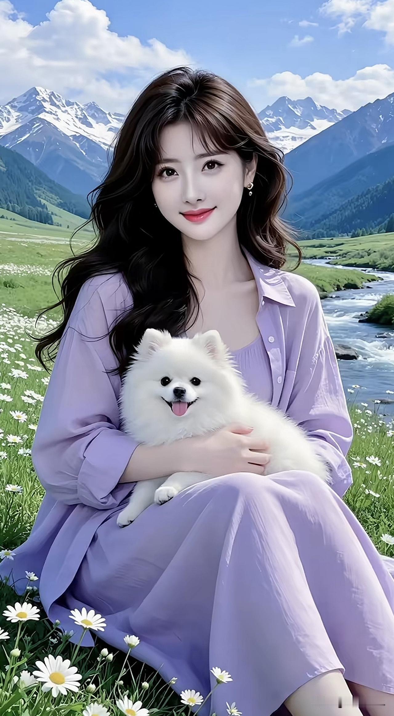 在雪山脚下，与萌宠共度美好时光🌿🐾萌宠花海漫步 萌宠旅行照 雪山萌宠拍 萌宠