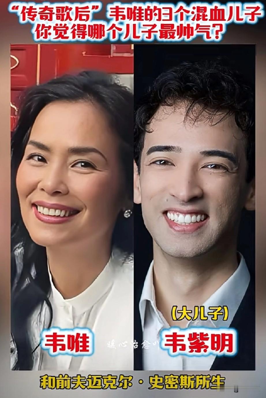“传奇歌后”韦唯的3个混血儿子，哪个儿子最帅气？