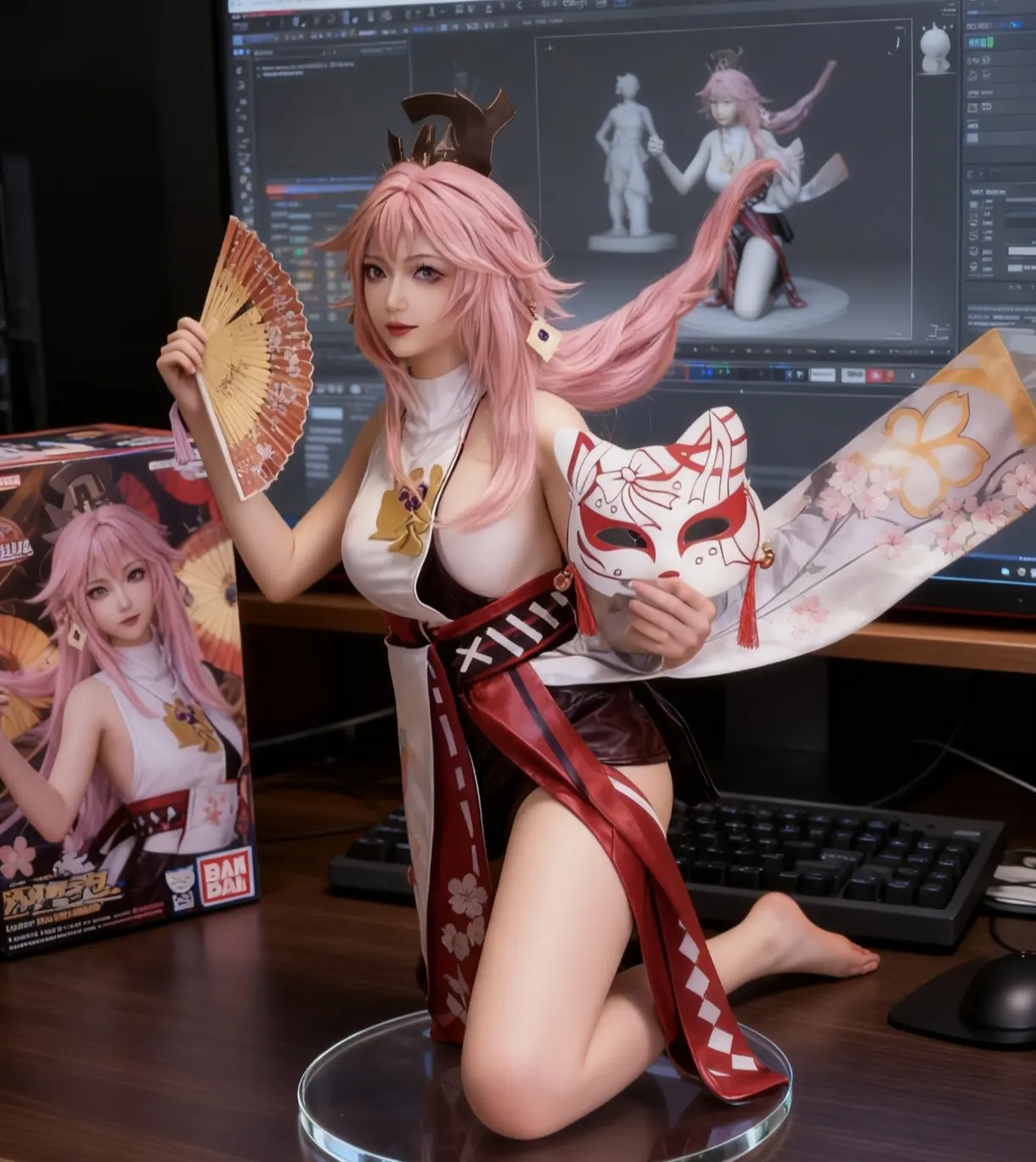 手办模型 二次元cosplay 八重神子cos 这腿又长又白又细 原神cos