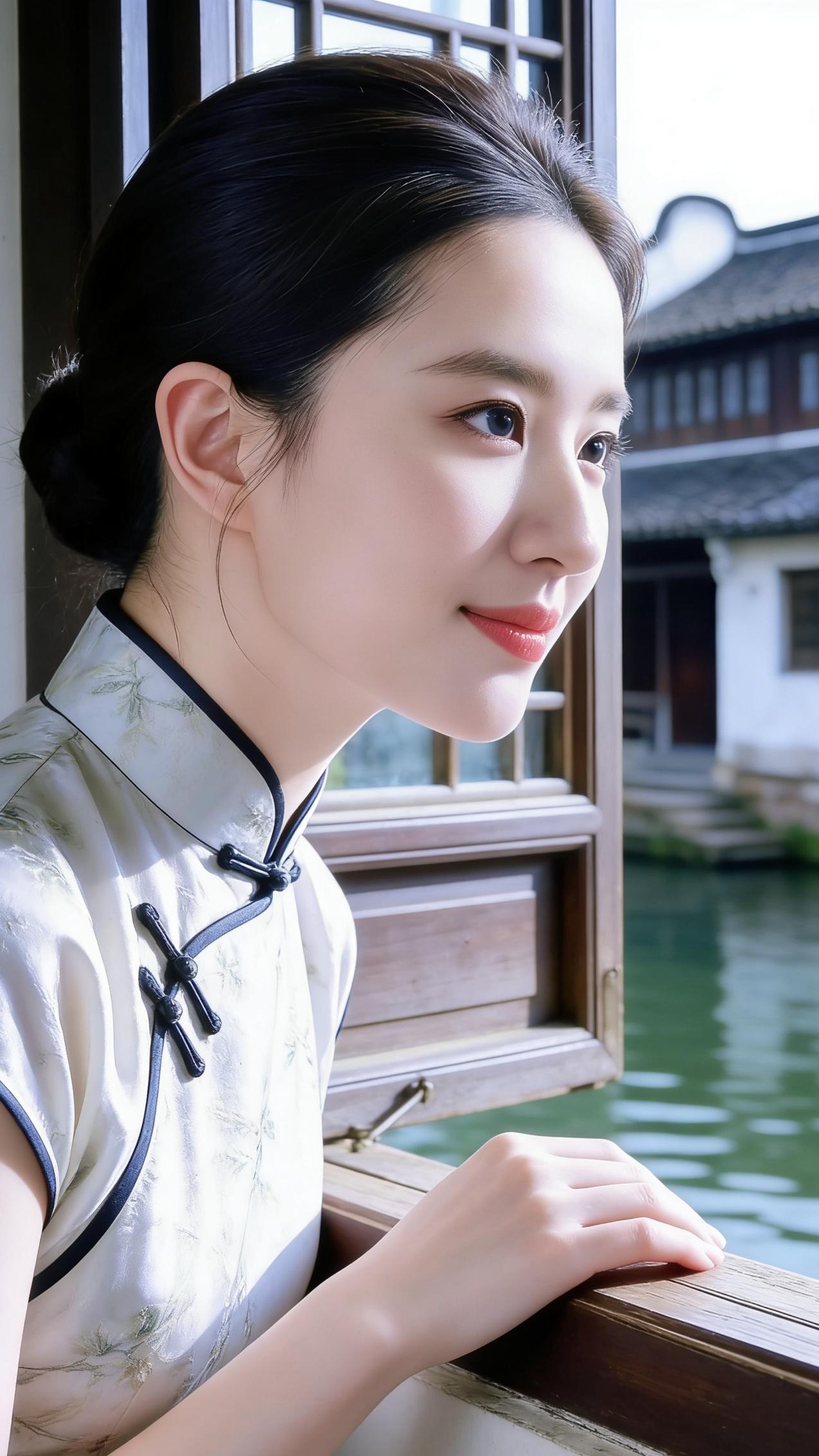 窗边少女，水墨江南，恬静如画。窗边静谧写真 窗边氛围感写真 窗边美女 江南古镇美