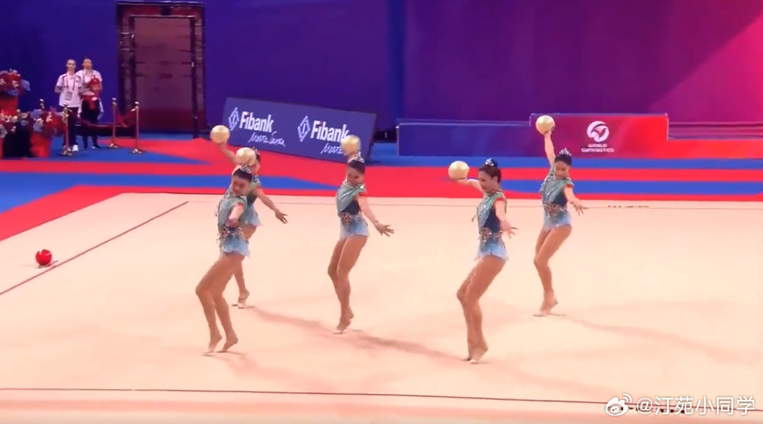 艺术体操世界杯索菲亚站，在5球单项决赛中，王澜静、丁欣怡、蒲彦竹、张馨艺、赵婉竹