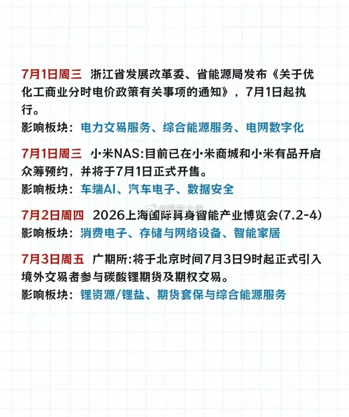 6.28～7.4下周：财经热点事件前瞻！1.机器人2.液冷、算力3.通信设备4.