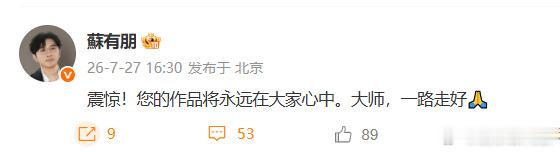 苏有朋发文悼念东野圭吾 苏有朋发文悼念东野圭吾：“震惊！您的作品将永远在大家心中