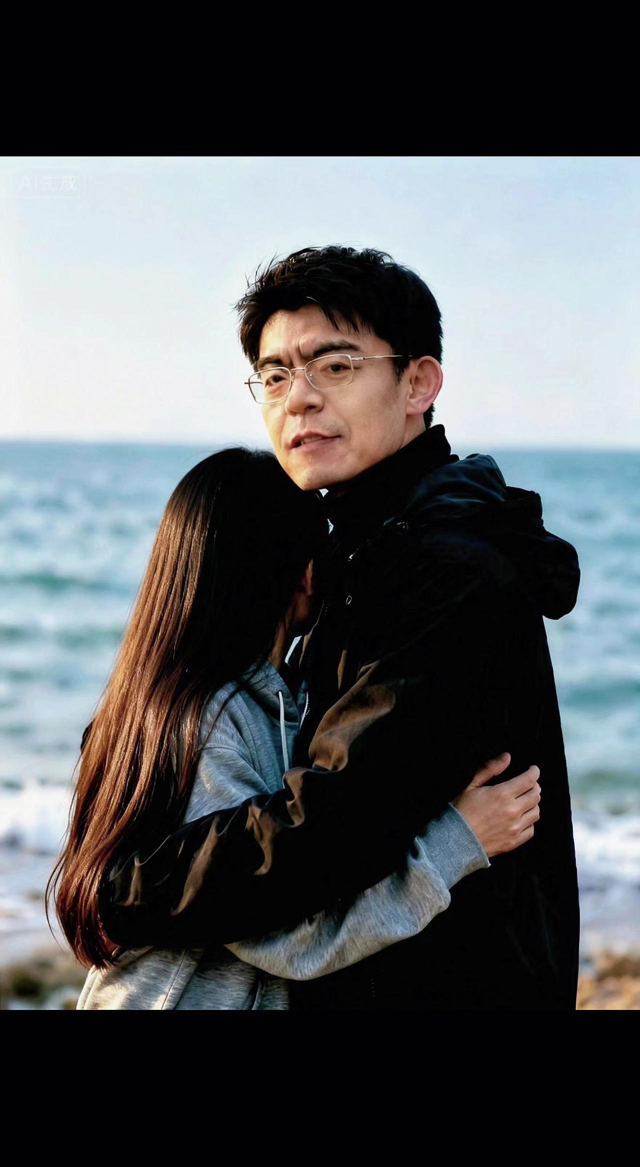🌊海风声里，拥抱是最原始的信号📶。他望向镜头的眼，藏着未说出口的变量🌌。所