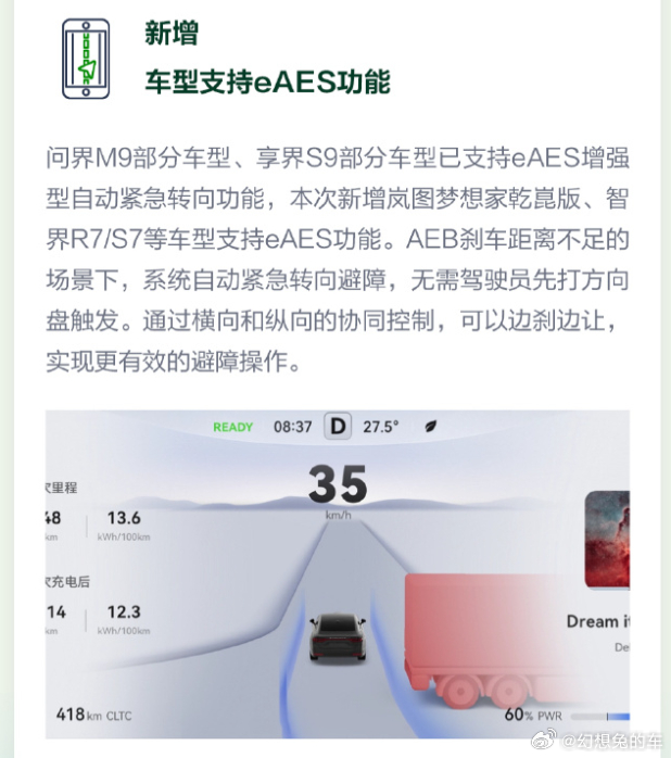 华为乾崑智驾升级，增加EAes功能 ​​​