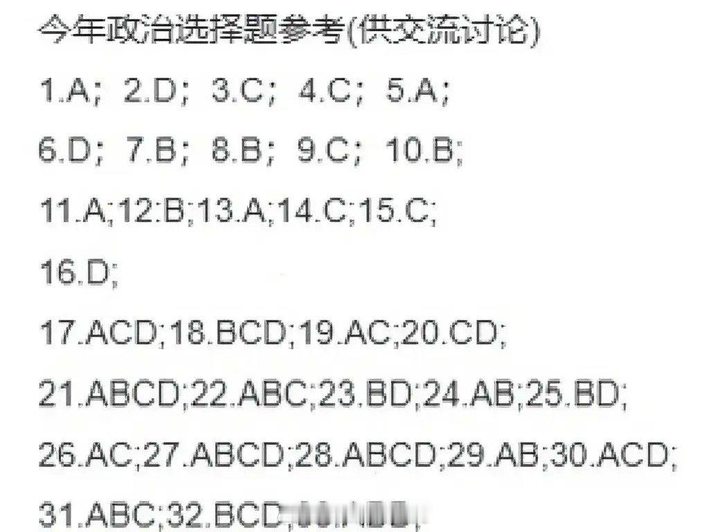 考研政治答案 听说今年的考研政治很难，你们要的答案来了，快来看看你能对几个？ 